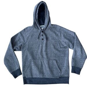 J. Crew Vintage Fleece Sweater Mens Sz L Blue Hoodie Cotton Sweatshirt Pullover